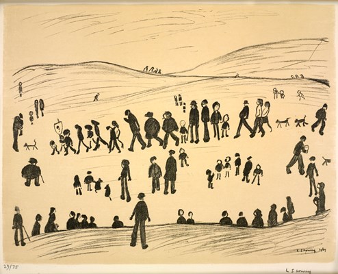 Sunday Afternoon, 1969-70 by L.S. Lowry - Original lithograph on wove paper