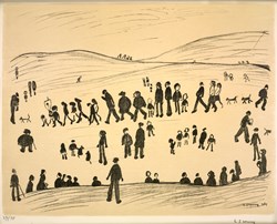 Sunday Afternoon, 1969-70 by L.S. Lowry - Original lithograph on wove paper sized 25x20 inches. Available from Whitewall Galleries